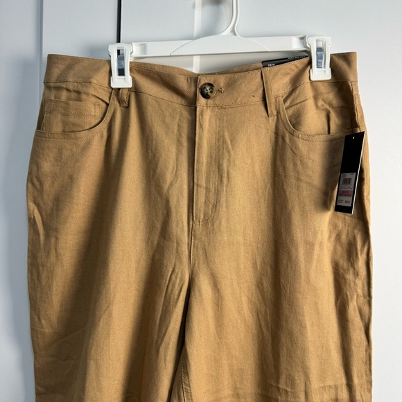 Jones New York Signature Brown High Rise Crop Linen Blend Pants Size 10 NWT - Picture 2 of 14